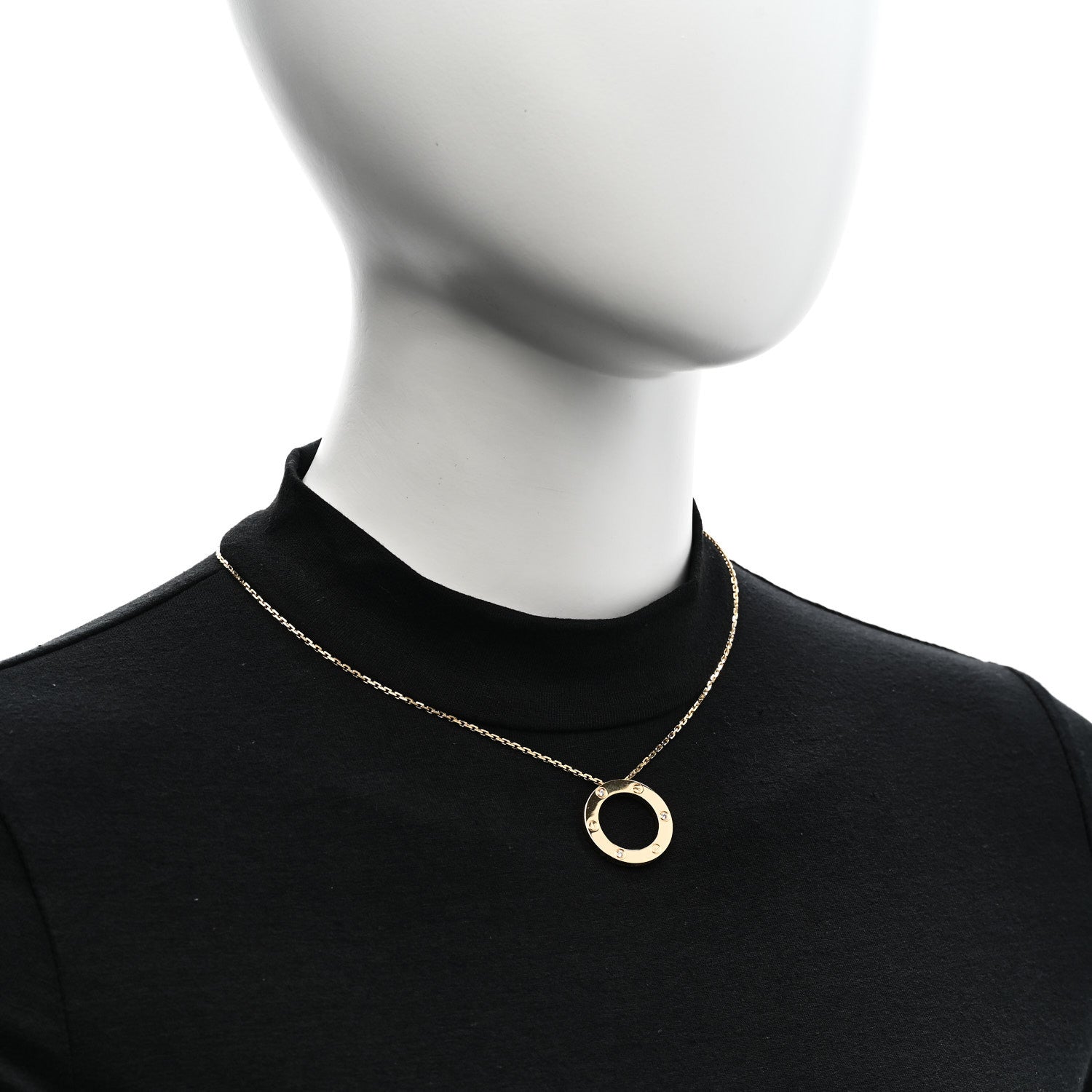 Cartier 18K Yellow Gold 3 Diamonds LOVE Pendant Necklace 2 of 7