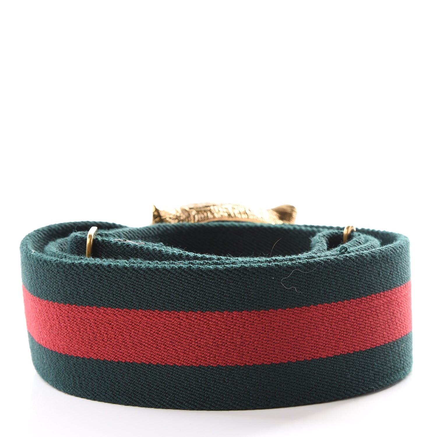 Gucci Web Feline Buckle Belt 85 34 Green Red 2 of 4