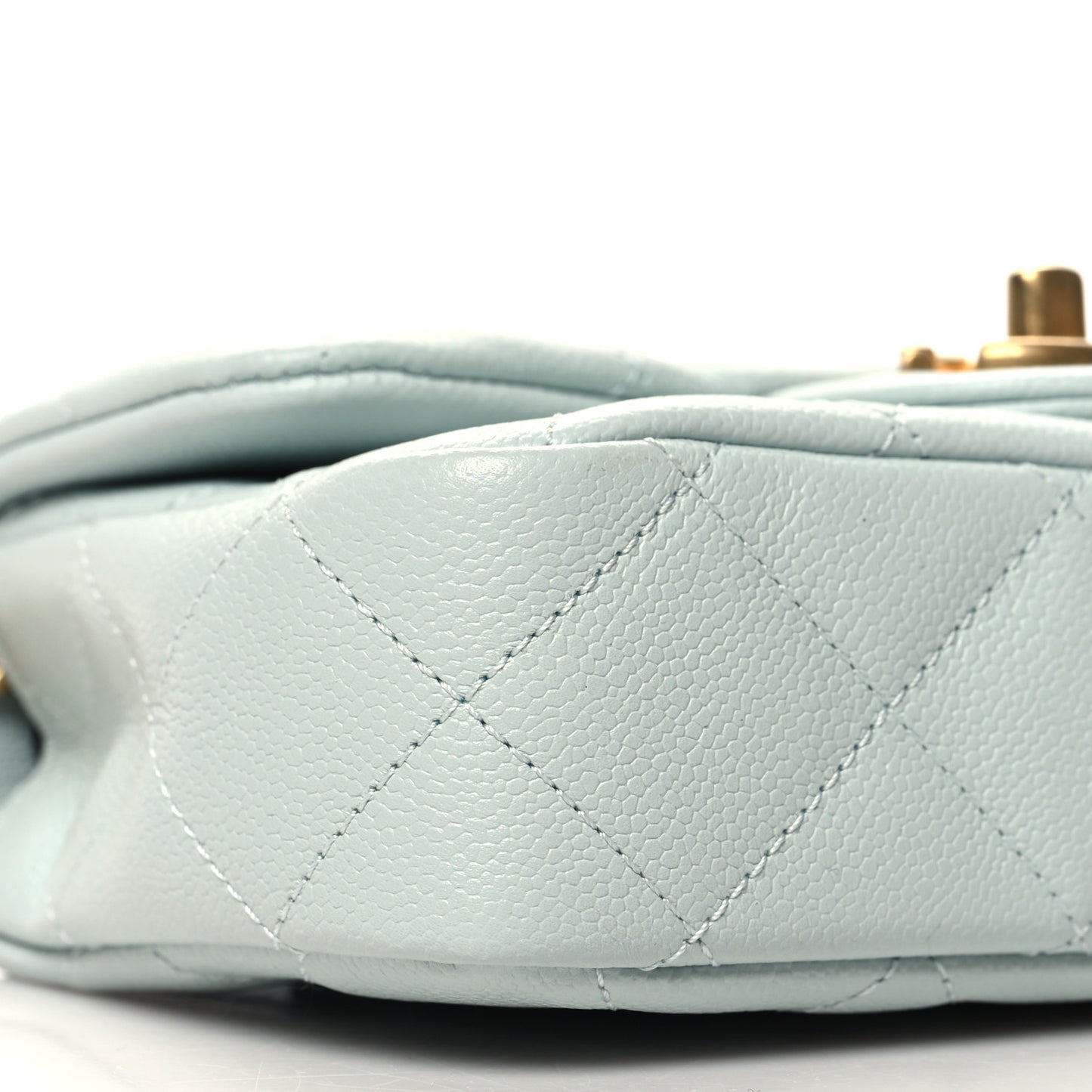 Caviar Quilted Mini Rectangular Sweetheart Flap Light Blue