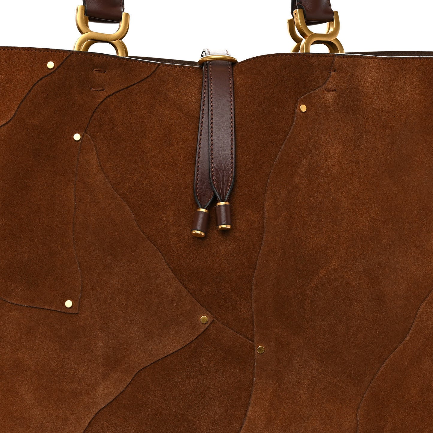 Suede Patchwork Medium Marcie Tote Caramel