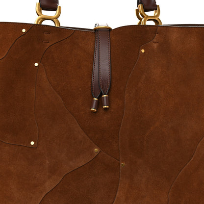 Chloe Suede Patchwork Medium Marcie Tote Caramel 7 of 9