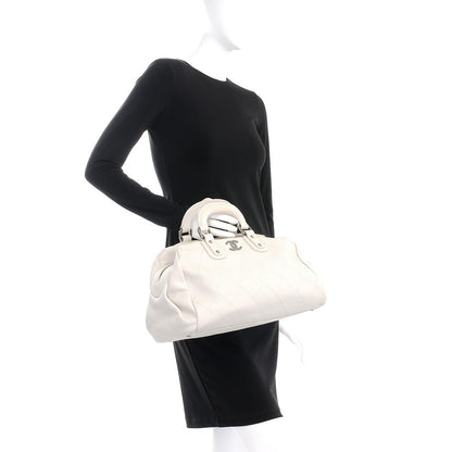 Chanel Caviar Quilted Bowler Tote White 2 of 8