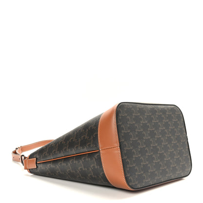 Celine Triomphe Canvas Calfskin Medium Bucket Bag Tan 4 of 10