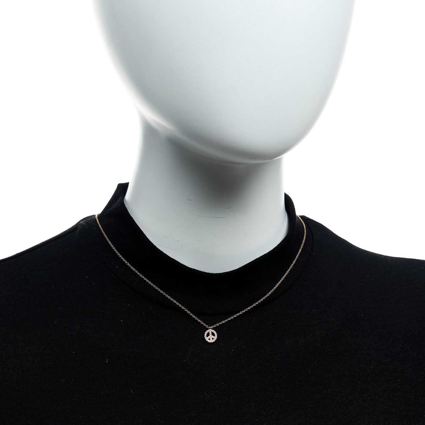 18K Rose Gold Diamond Mini Metro Peace Pendant Necklace