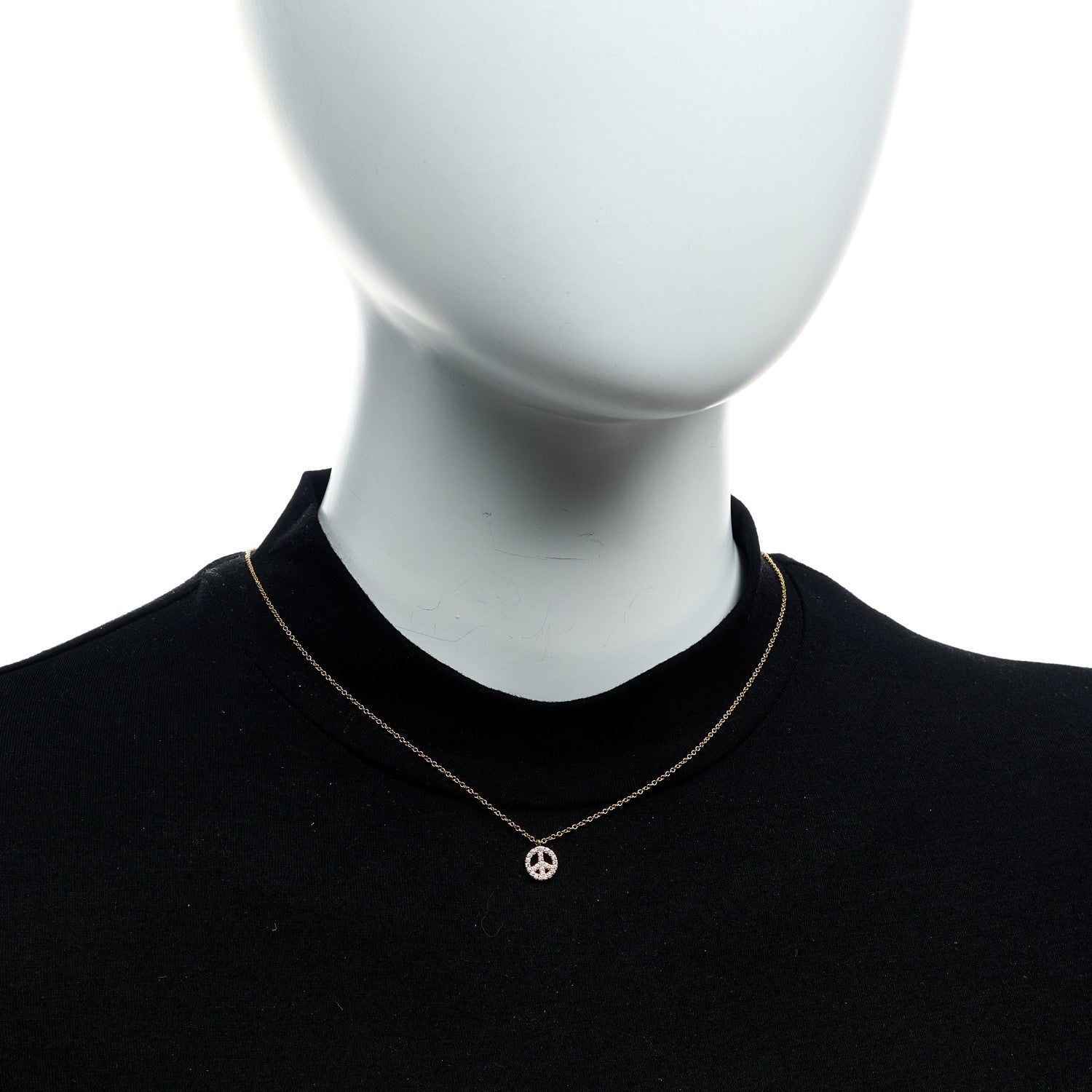 Tiffany 18K Rose Gold Diamond Mini Metro Peace Pendant Necklace 2 of 5