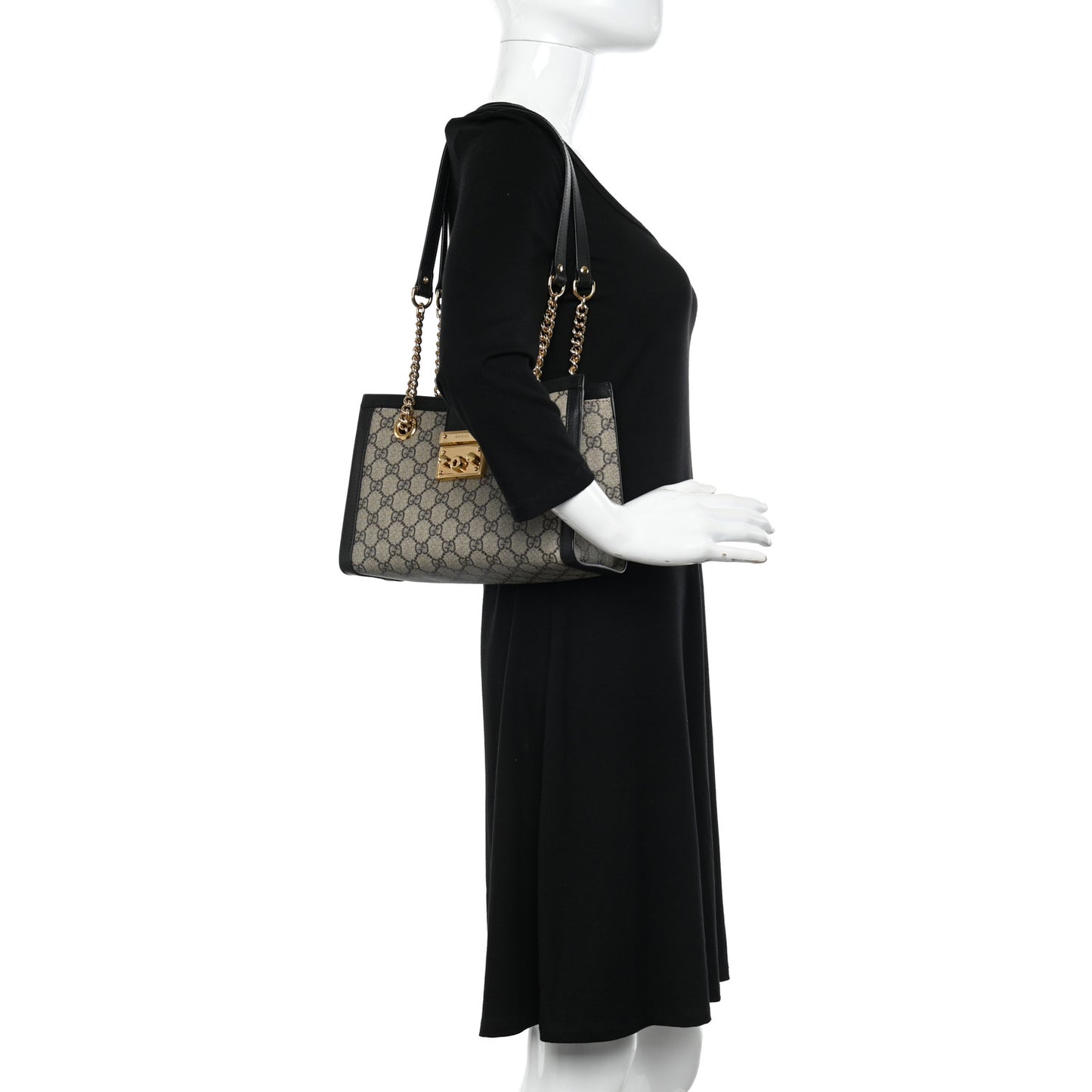 GG Supreme Monogram Small Padlock Tote Black