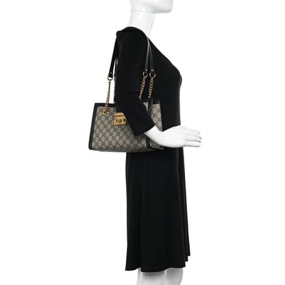 Gucci GG Supreme Monogram Small Padlock Tote Black 2 of 11