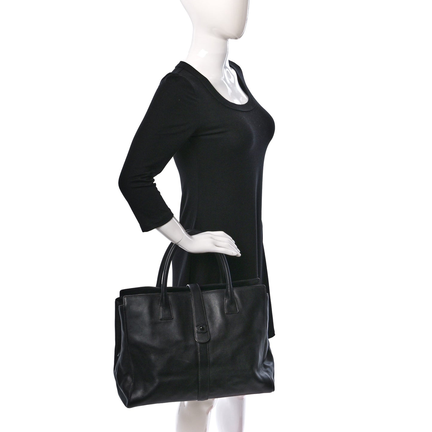Calfskin Shopper Tote Black