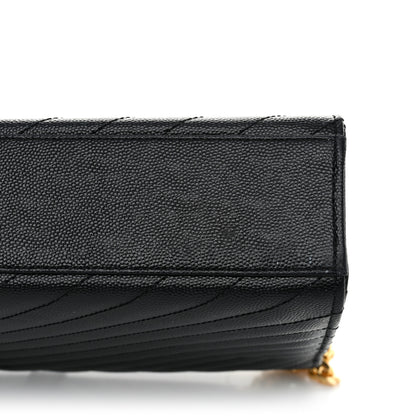Saint Laurent Grain De Poudre Matelasse Chevron Large Monogram Satchel Black 14 of 14