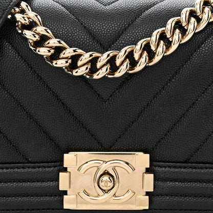 Chanel Caviar Chevron Quilted Small Boy Flap Black 7 of 11