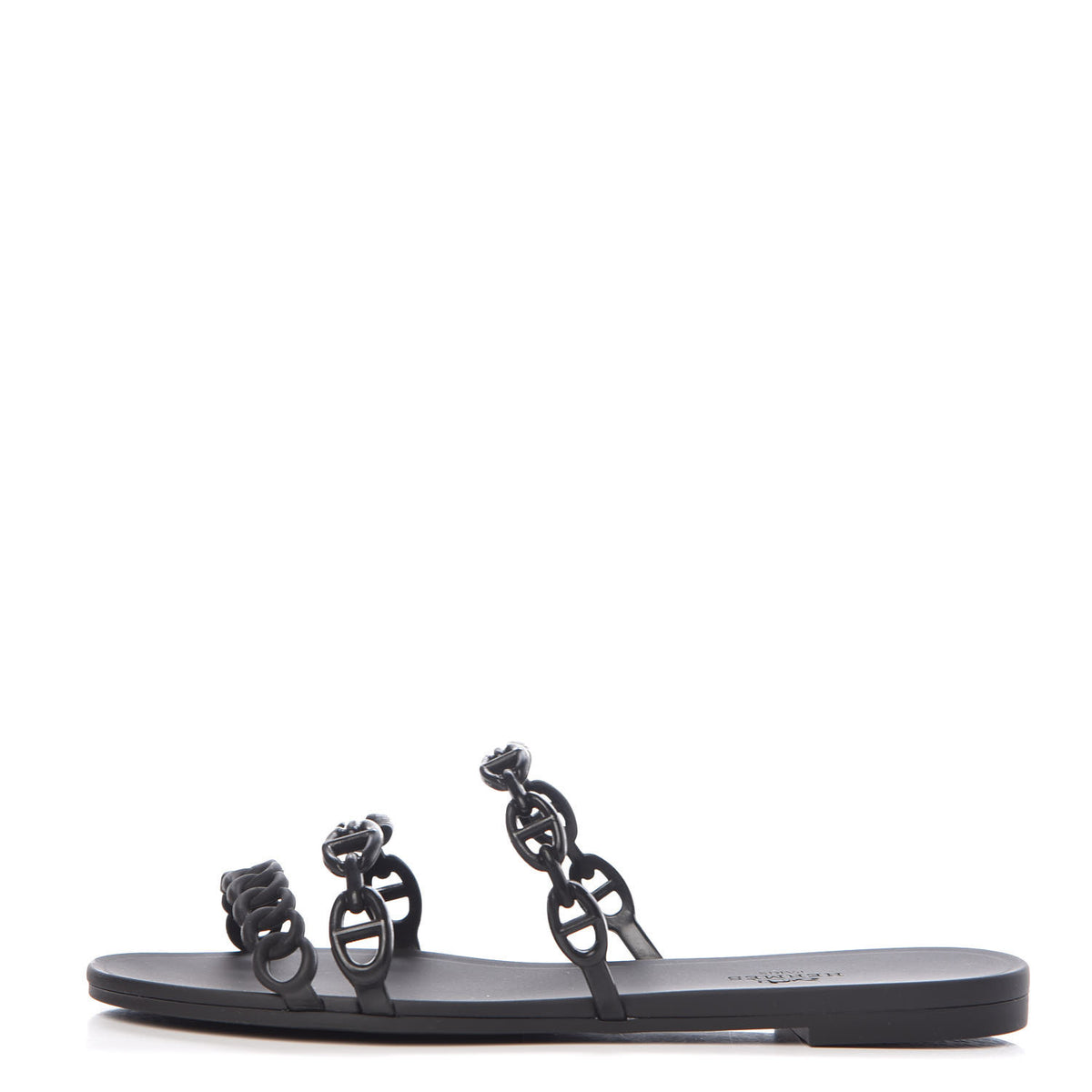 Hermes Rubber Chaine d'Ancre Rivage Sandals 37 Black 1 of 8