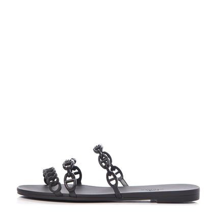 Hermes Rubber Chaine d'Ancre Rivage Sandals 37 Black 1 of 8