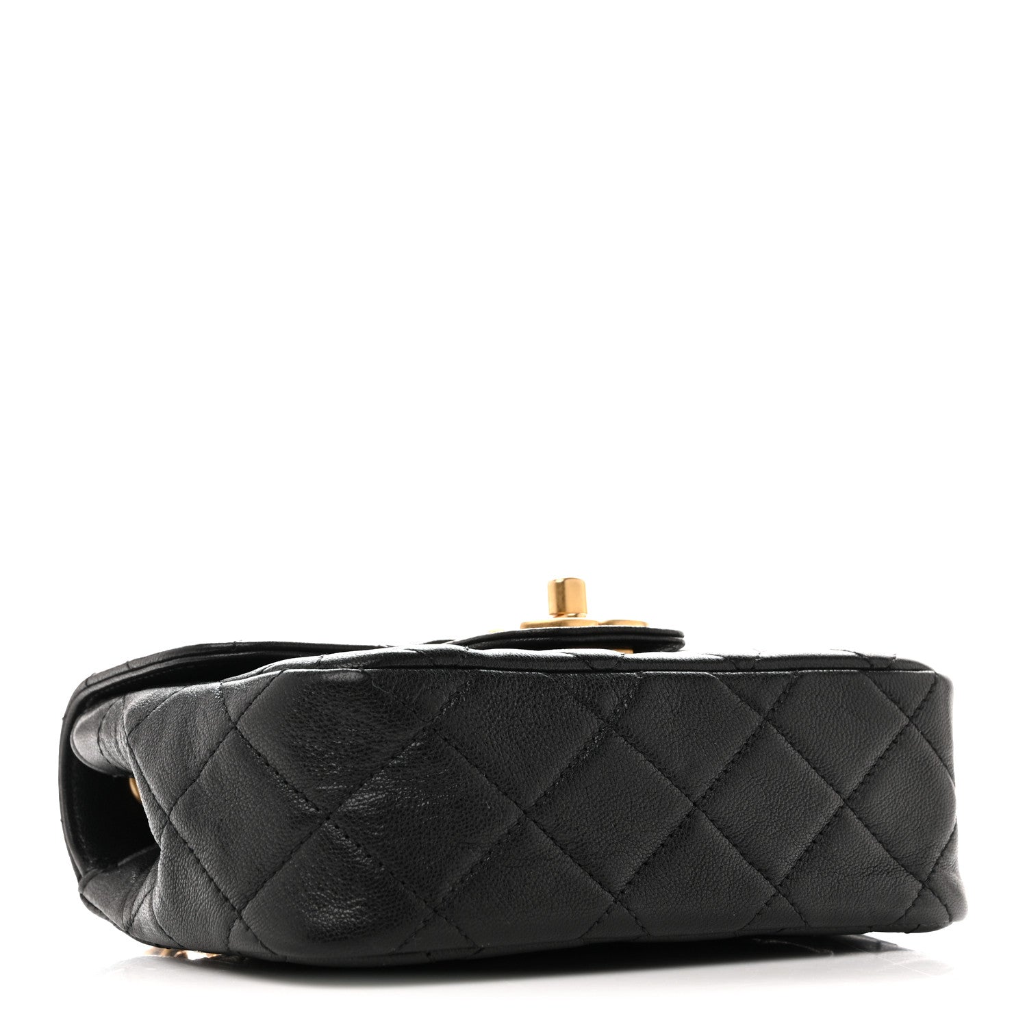 Chanel Shiny Goatskin Quilted Mini Chain Strap Flap Black 6 of 21