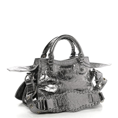 Balenciaga Agneau Arena Crystal Neo Cagole Handbag XS Silver 3 of 10