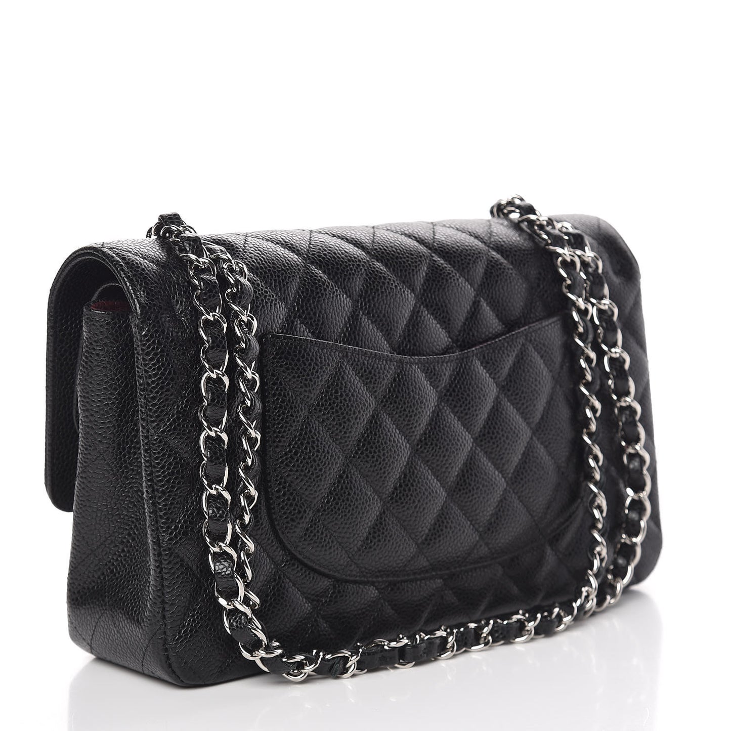 Caviar Quilted Medium Double Flap Black