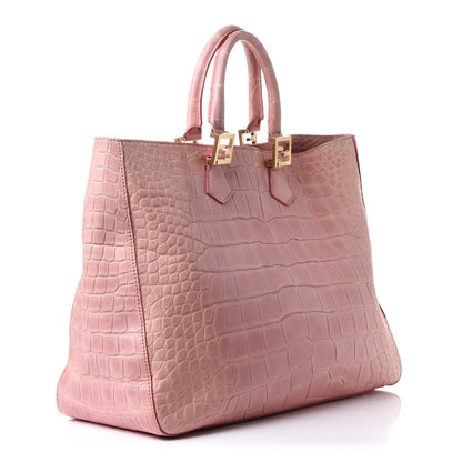 Fendi Alligator Large Twins Tote Pink 3 of 18
