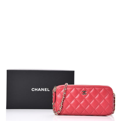 Chanel Lambskin Quilted Small Clutch With Chain Dark Pink 9 of 9