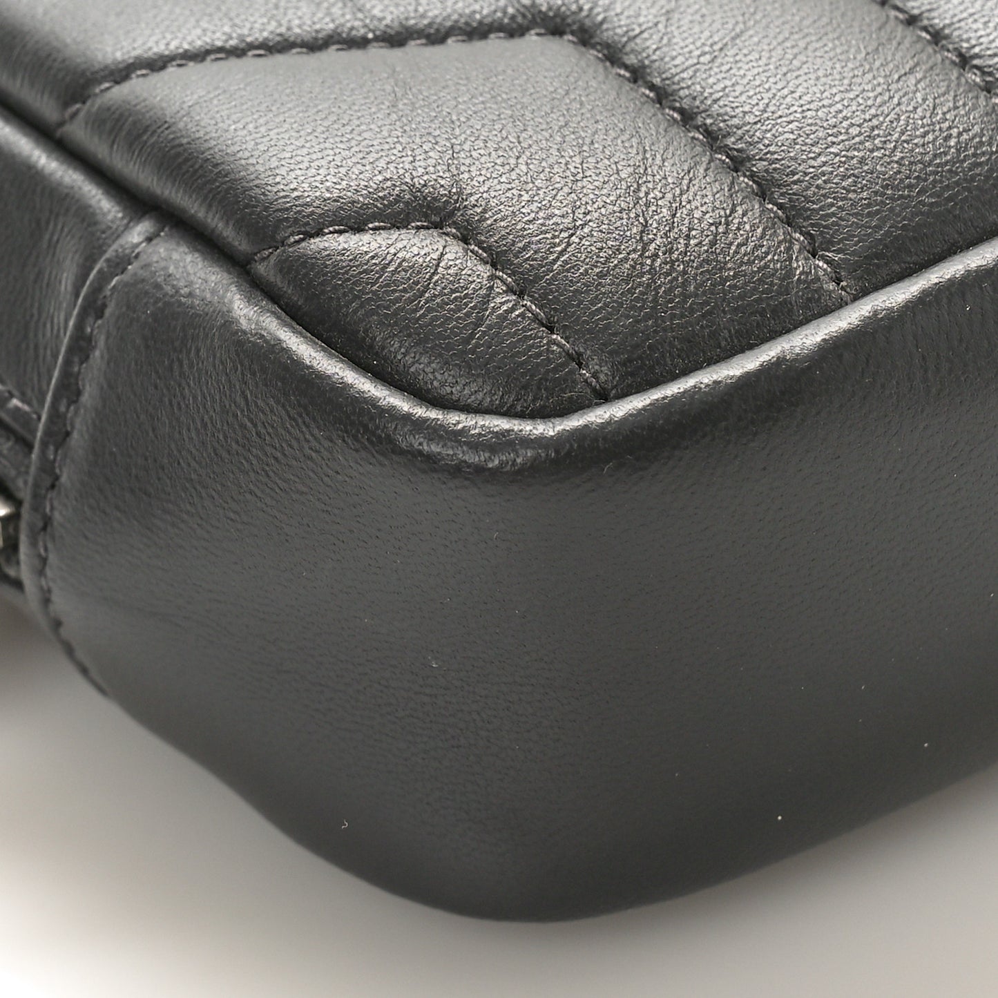 Lambskin Y Quilted Monogram Loulou Cosmetic Case Asphalt Grey