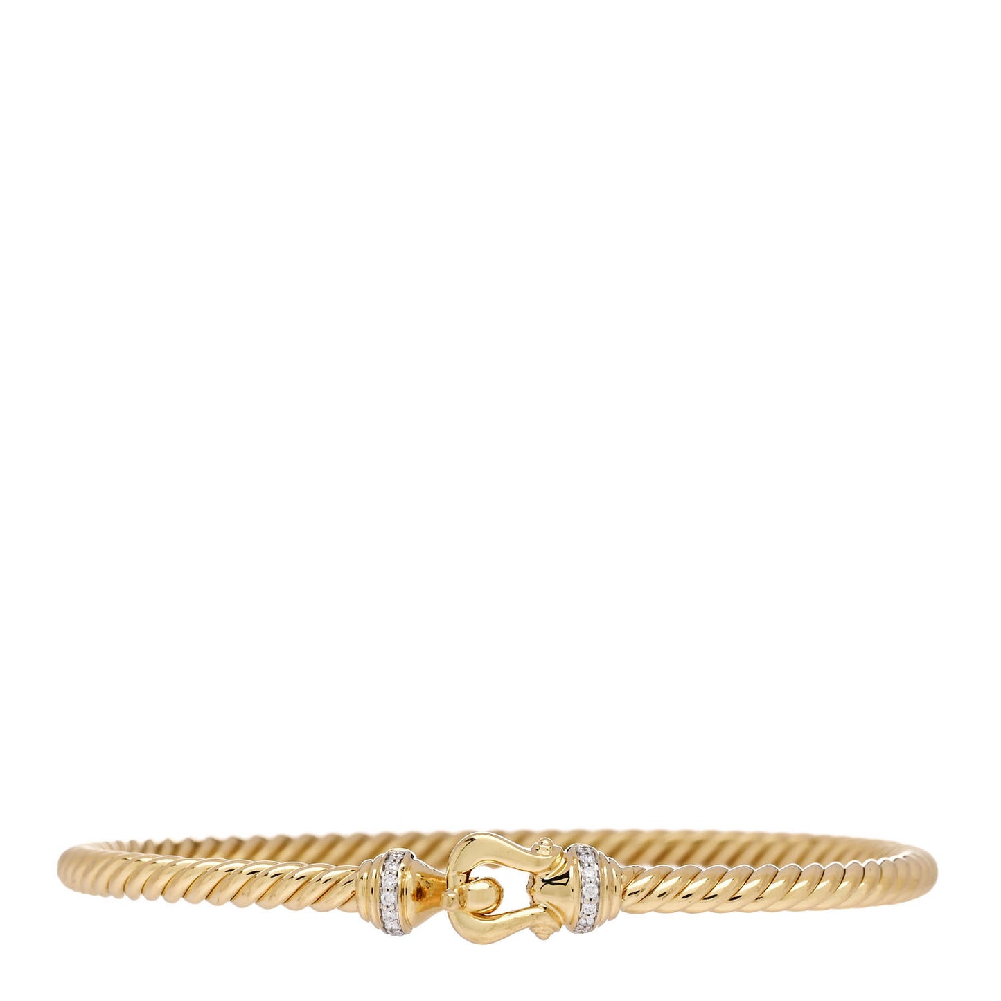 18K Yellow Gold Diamond 3.5mm Buckle Cablespira Bracelet
