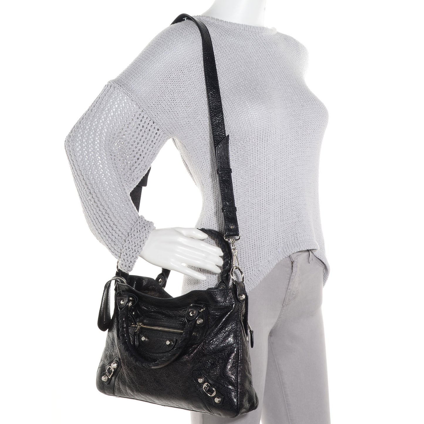 Agneau Giant 12 Silver Hardware Town Black