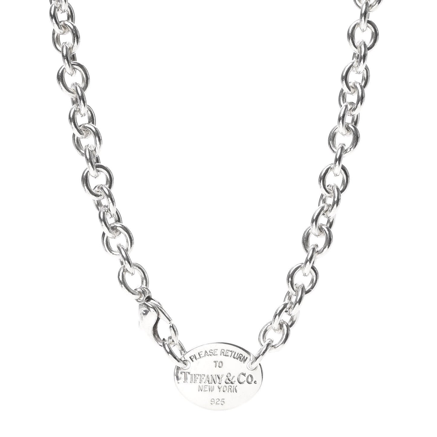 Sterling Silver Return to Oval Tag Choker Necklace