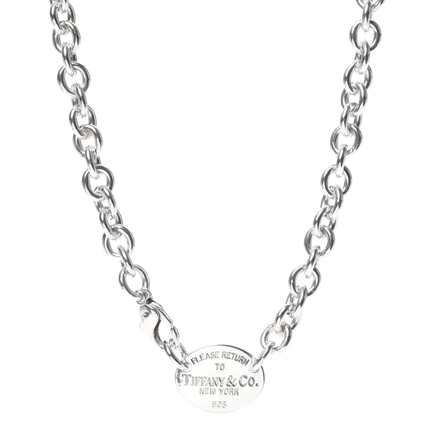 Tiffany Sterling Silver Return to Oval Tag Choker Necklace 1 of 5