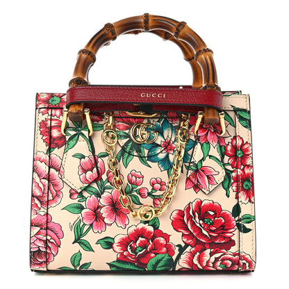 Gucci New Shangai Calfskin Floral Print Mini Diana Tote Bag Multicolor 1 of 10