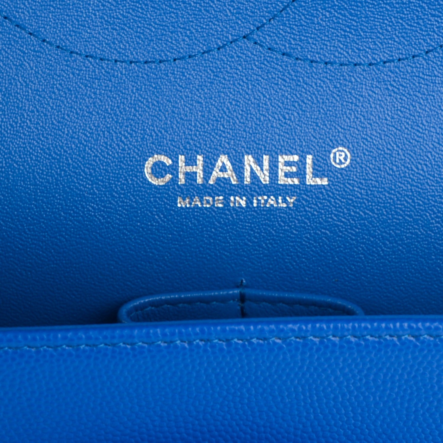Chanel Caviar Chevron Quilted Jumbo Double Flap Bright Blue 7 of 9