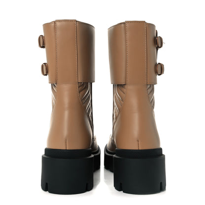Gucci Nappa Frances GG Matelasse Platform Combat Boots 38 Natural Tan 5 of 9