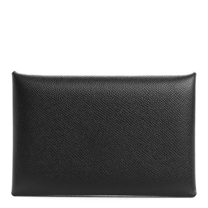 Hermes Madam Calfskin Calvi Card Case Black 1 of 9
