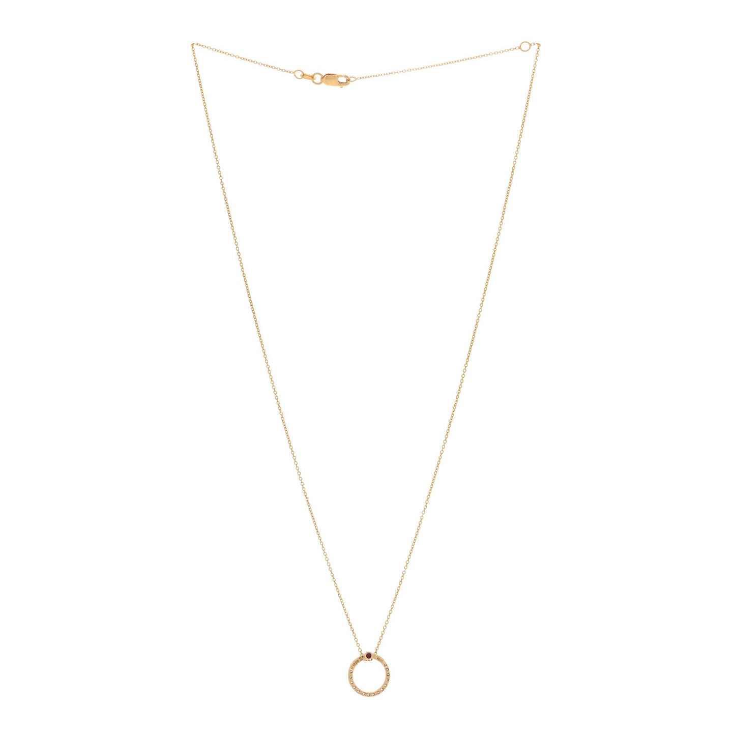 18K Yellow Gold Diamond Tiny Treasures .09ctw Circle Pendant Necklace