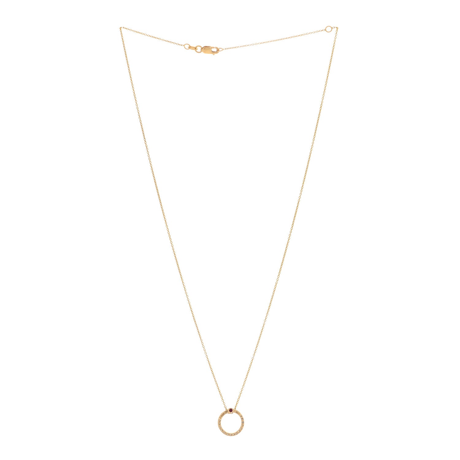 Roberto Coin 18K Yellow Gold Diamond Tiny Treasures .09ctw Circle Pendant Necklace 3 of 6