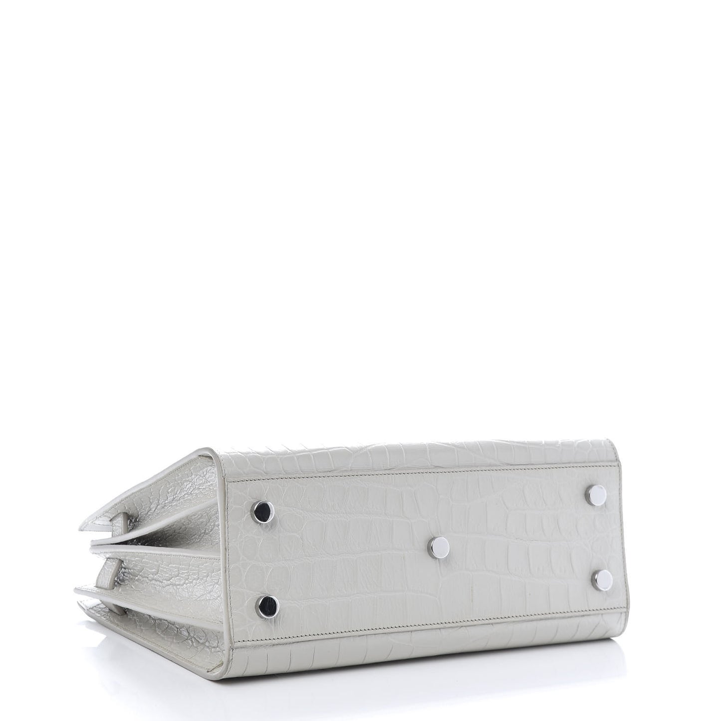 Calfskin Crocodile Embossed Baby Sac De Jour Gris Perle