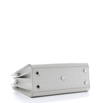 Saint Laurent Calfskin Crocodile Embossed Baby Sac De Jour Gris Perle 4 of 9
