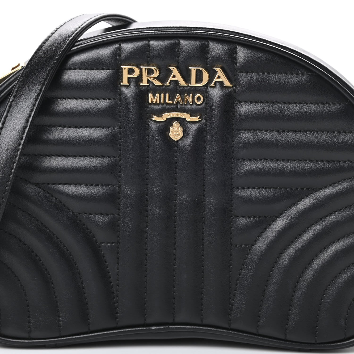 Prada Soft Calfskin Impunture Diagramme Dome Crossbody Bag Black 8 of 14
