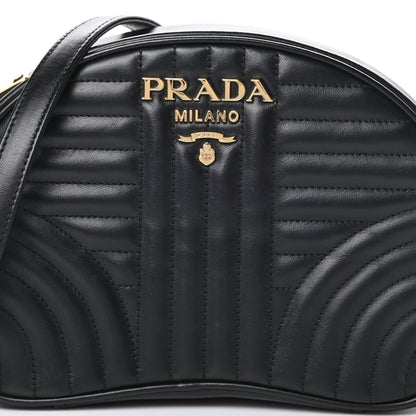 Prada Soft Calfskin Impunture Diagramme Dome Crossbody Bag Black 8 of 14