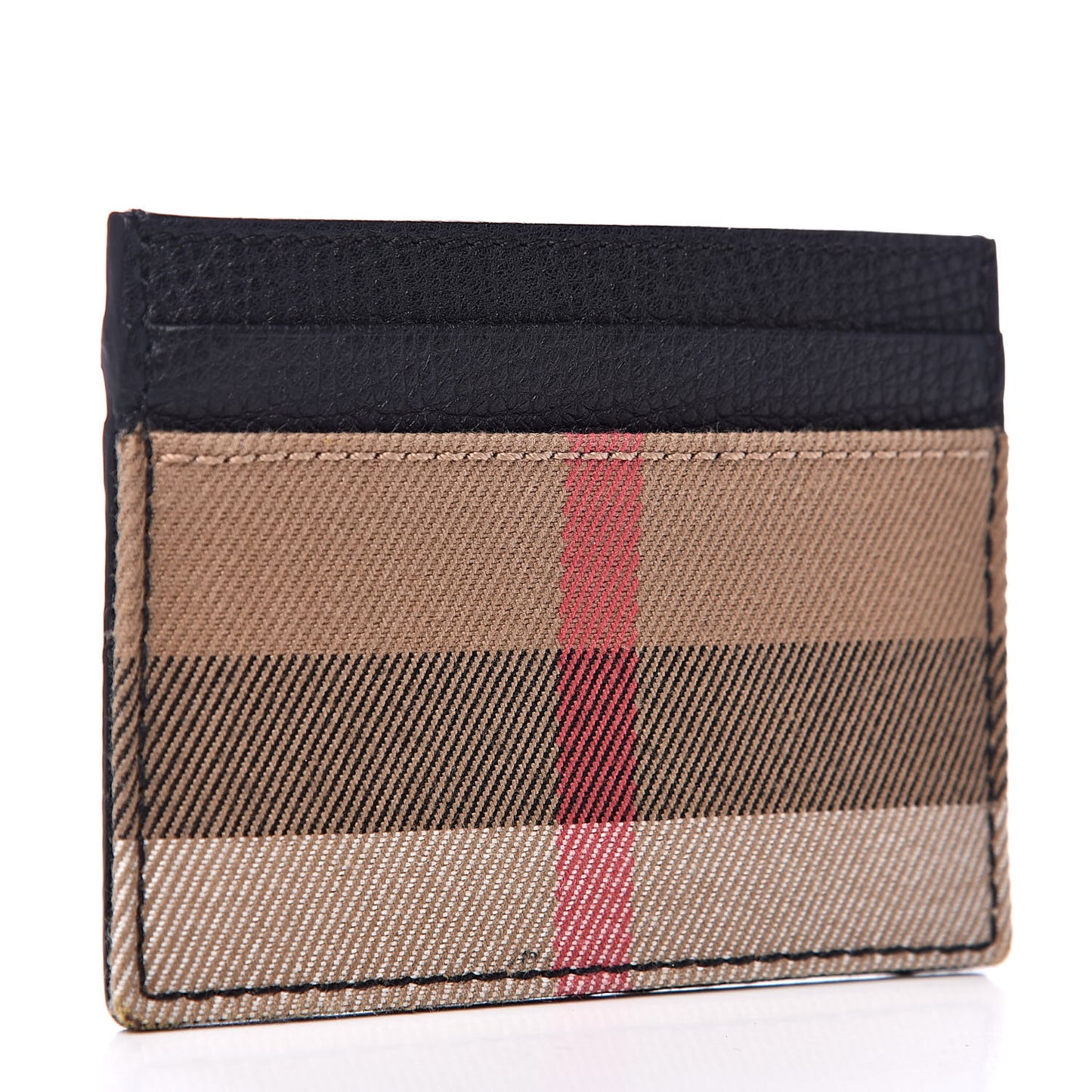 House Check Grainy Calfskin Sandon Card Case Black