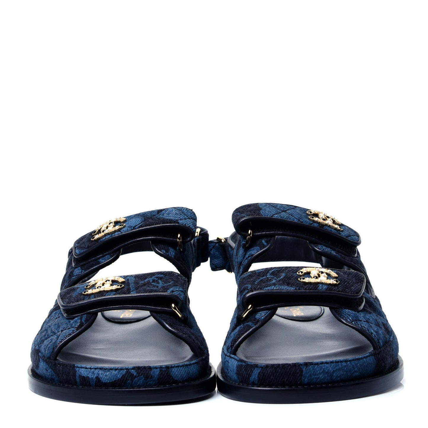 Denim Velcro Dad Sandals 37 Dark Grey Blue Black