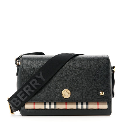 Burberry Grainy Calfskin Vintage Check Note Crossbody Bag Black 1 of 9