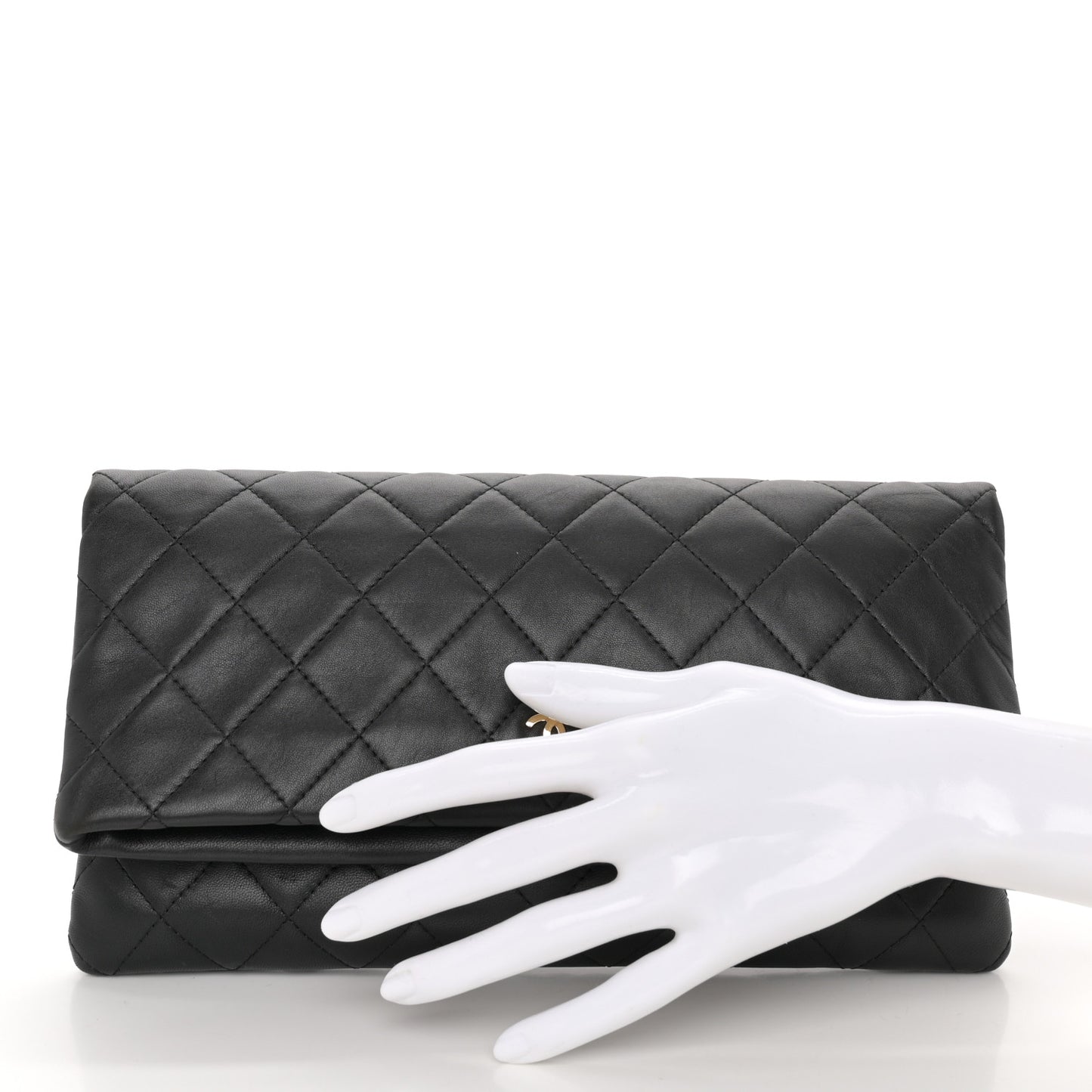 Lambskin Quilted CC Beauty Clutch Black