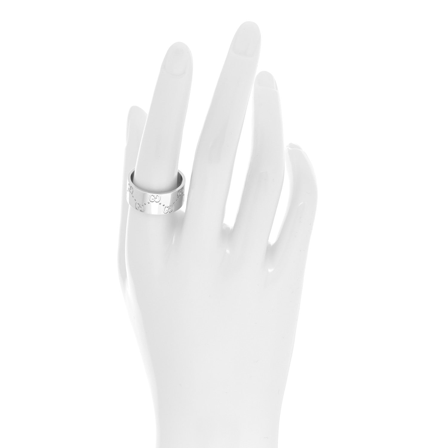 Gucci 18K White Gold Wide Icon Ring 59 8.75 2 of 6