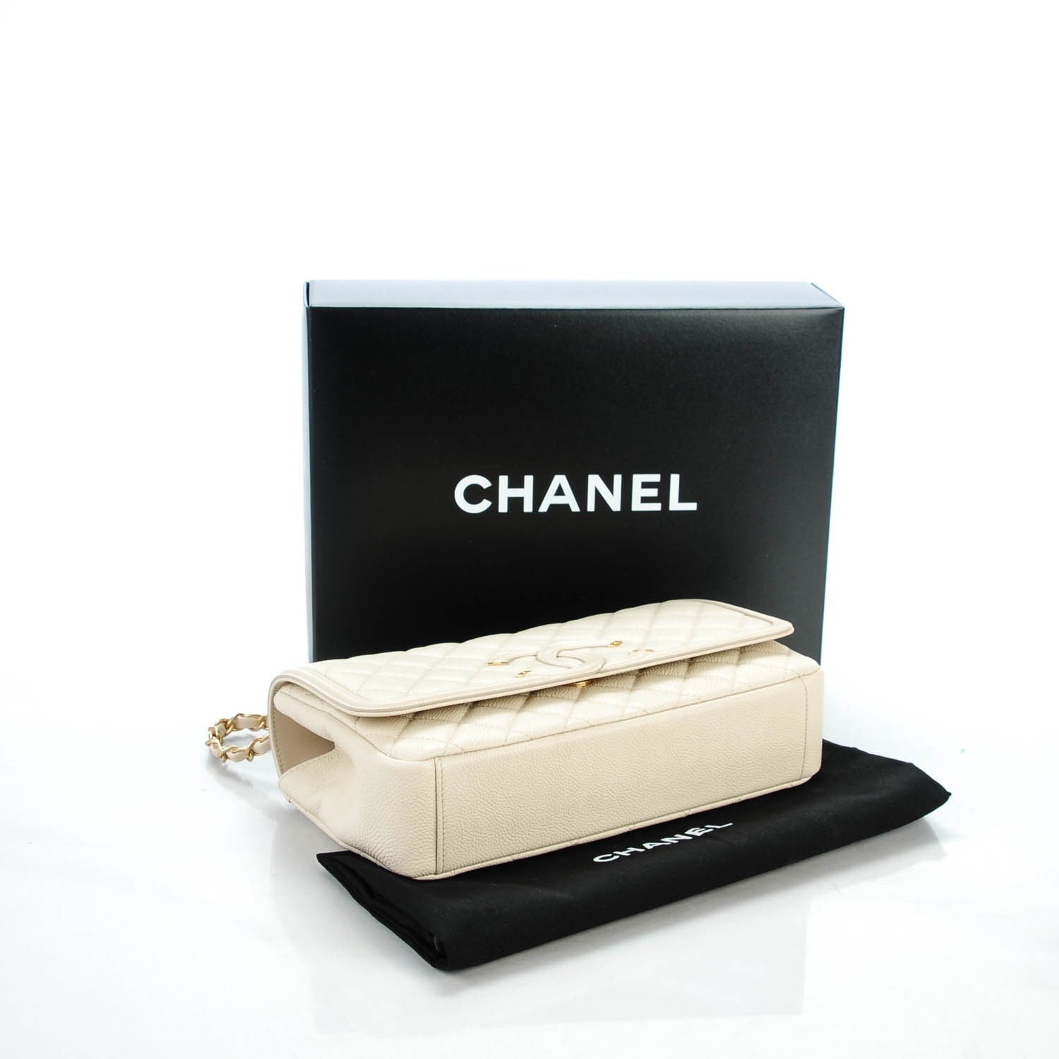 Chanel Caviar Quilted Medium CC Filigree Flap Light Beige 4 of 7