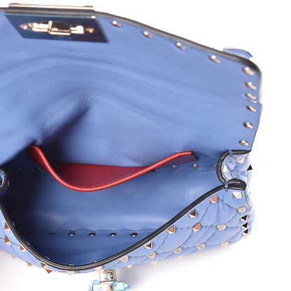 Valentino Garavani Lambskin Small Rockstud Spike Shoulder Bag Blue 4 of 7