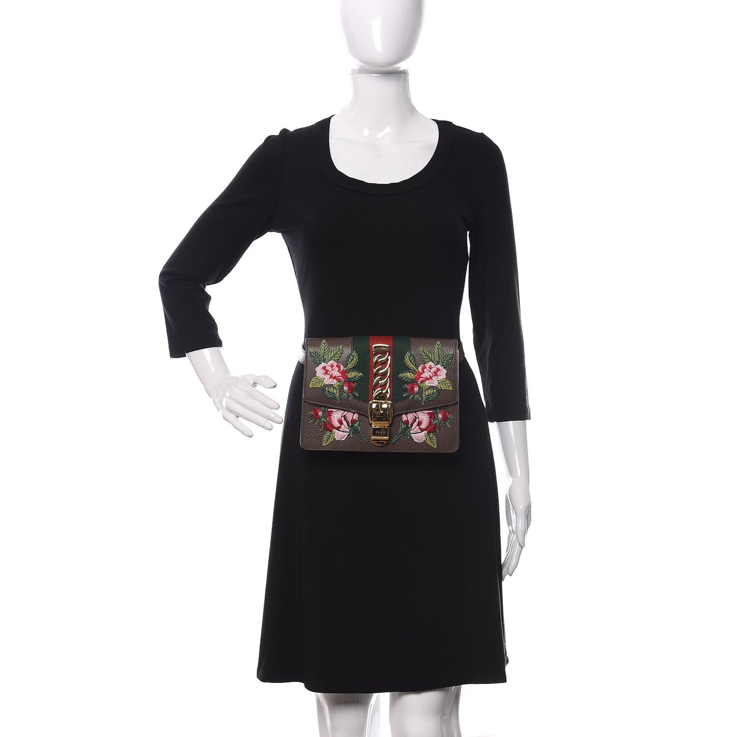 Calfskin Embroidered Sylvie Belt Bag Brown