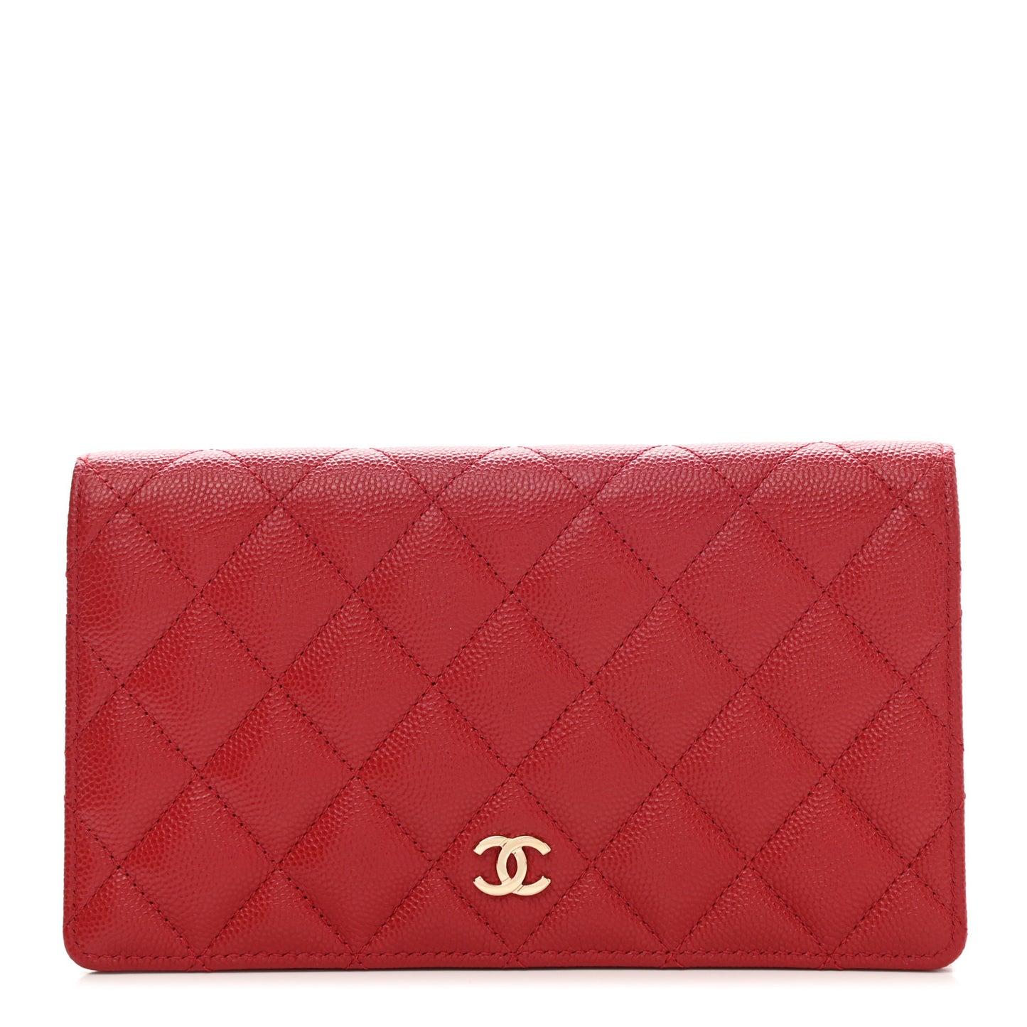 Caviar Quilted Yen Wallet Dark Red