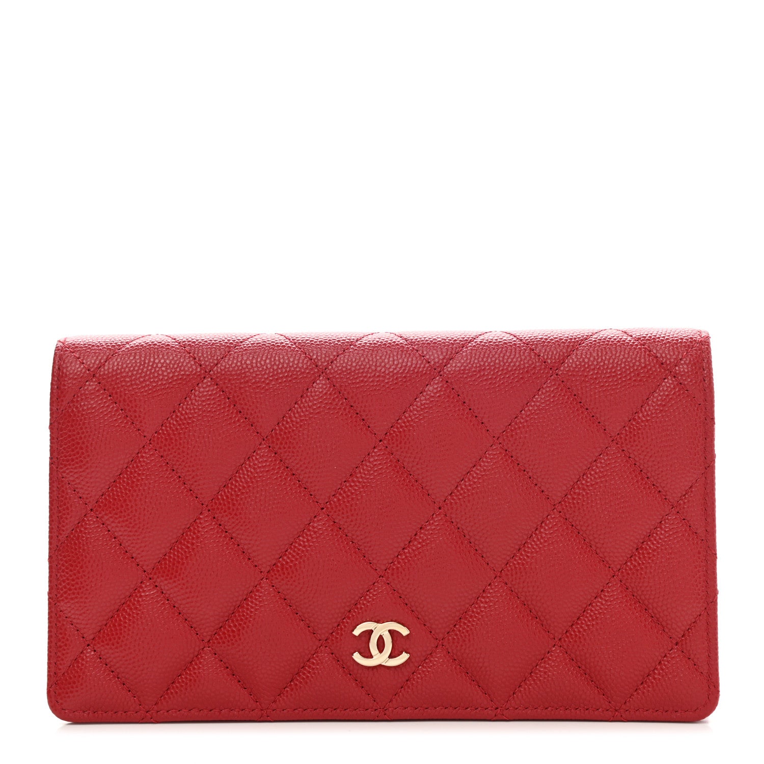Chanel Caviar Quilted Yen Wallet Dark Red 1 of 9