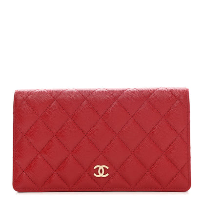 Chanel Caviar Quilted Yen Wallet Dark Red 1 of 9