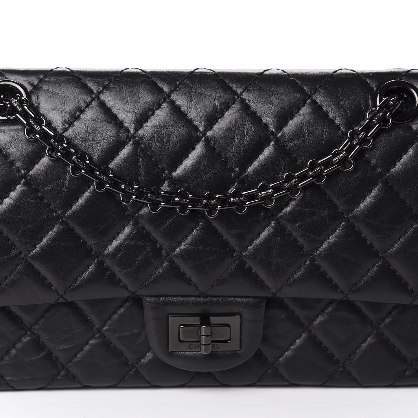 Aged Calfskin Quilted 2.55 Reissue 225 Flap So Black