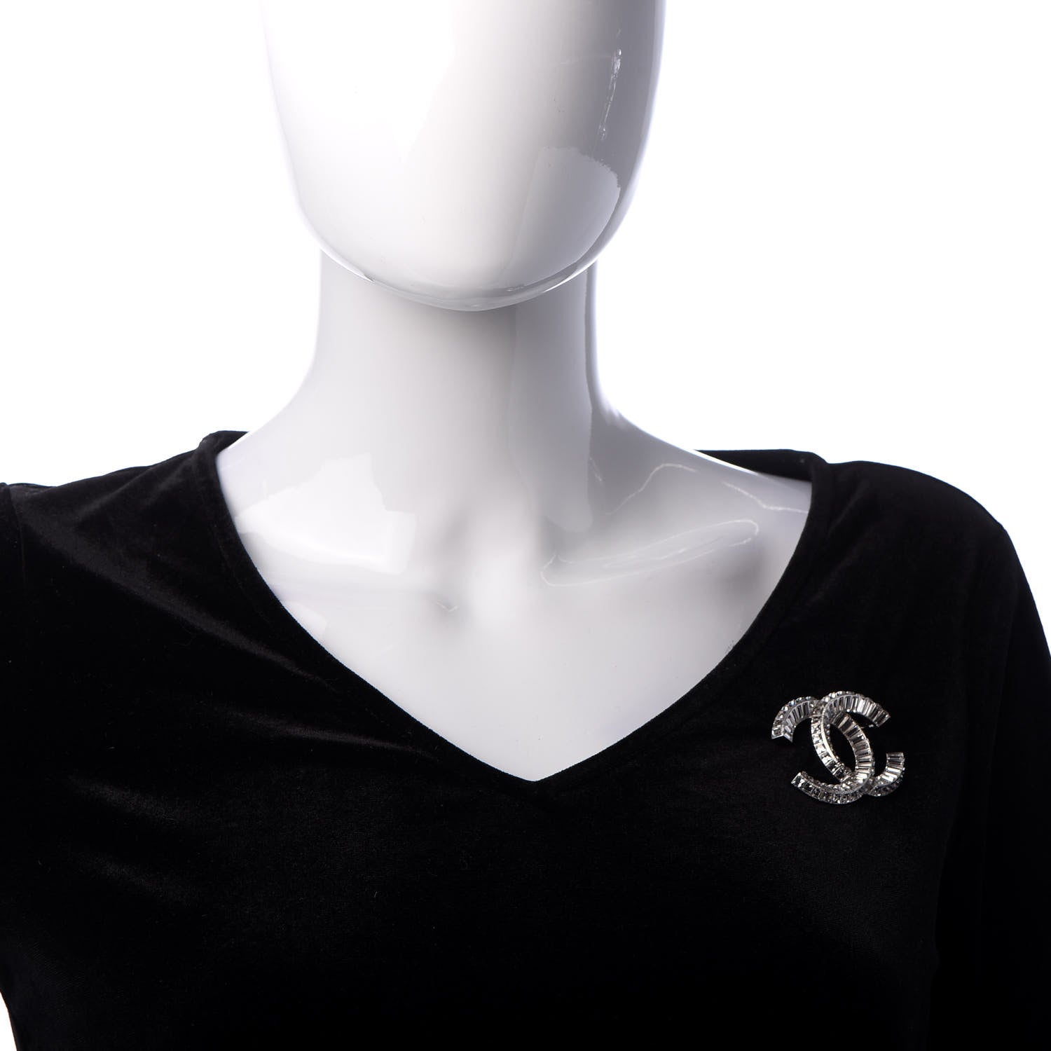 Chanel Baguette Crystal CC Brooch Silver 2 of 4