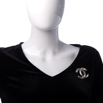 Chanel Baguette Crystal CC Brooch Silver 2 of 4
